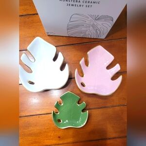 Ceramic Monstera Jewelry Set